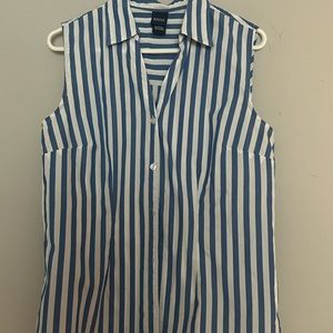 Navy white striped sleeveless blouse